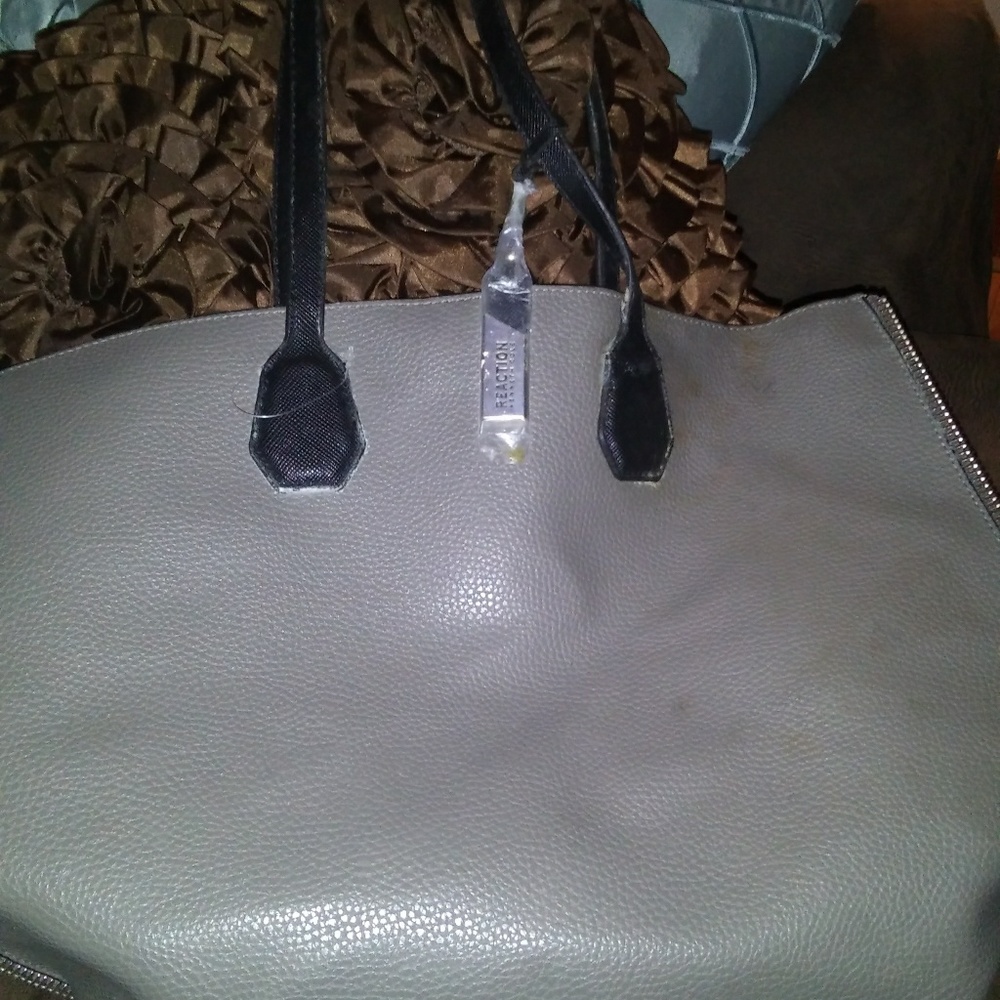 Gray leather purse